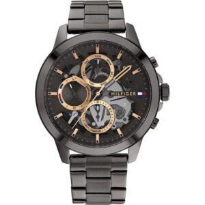 Tommy Hilfiger Henry 44mm Men’s Watch – Black Stainless Steel Case & Bracelet, Multifunction Multicolor Dial (1680670)