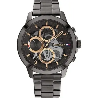 Tommy Hilfiger Henry 44mm Men’s Watch – Black Stainless Steel Case & Bracelet, Multifunction Multicolor Dial (1680670)
