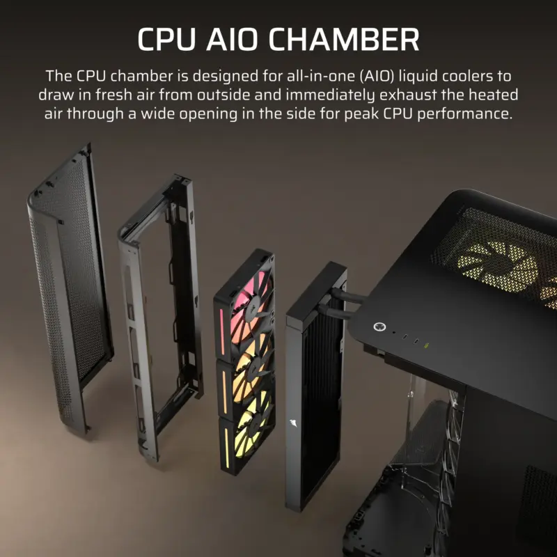 AIR 5400 LX-R RGB iCUE LINK Triple Chamber Mid-Tower PC Case ;3x Fans included;2x 2.5'' ; 1x 3.5''; Black