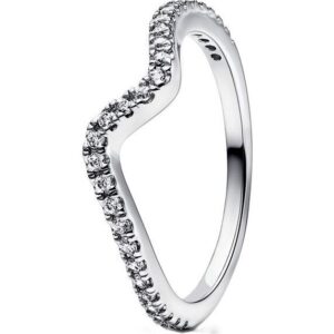 Pandora Jewelry Sparkling Wave Ring (192539C01-52) Women JEWELRY