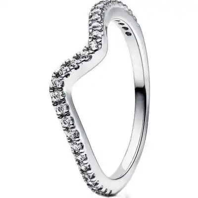 Pandora Jewelry Sparkling Wave Ring (192539C01-52) Women JEWELRY