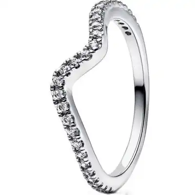 Pandora Jewelry Sparkling Wave Ring (192539C01-54) Women JEWELRY
