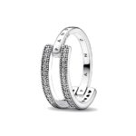 Pandora Jewels Signature Logo & Pave Double Band - Ring - Size 54 ***special Price*** (192779C01-54) Women's JEWELRY