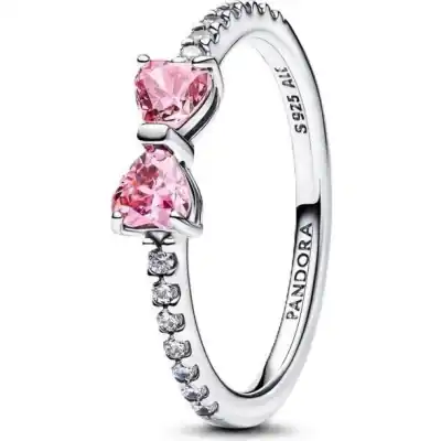 Pandora Jewelry Sparkling Pink Bow Ring (193510C01-54) Women JEWELRY