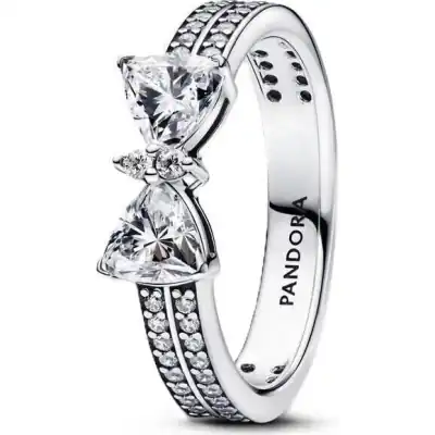 Pandora Jewelry Sparkling Bow Double-row Ring (193552C01-52) Women JEWELRY