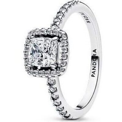 Pandora Jewelry Sparkling Square Halo Ring (193555C02-52) Women JEWELRY