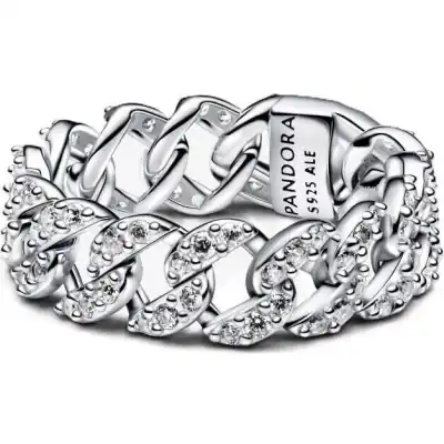 Pandora Pave Cuban Chain Ring (193557C01-52) Women JEWELRY