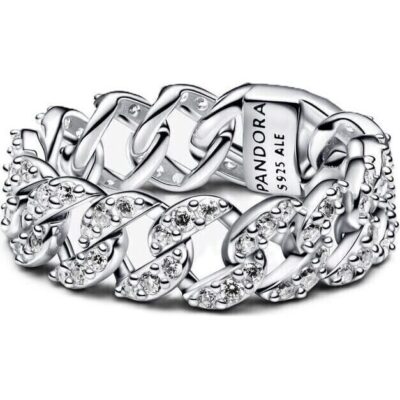 Pandora Jewelry Pave Cuban Chain Ring (193557C01-56) Women JEWELRY