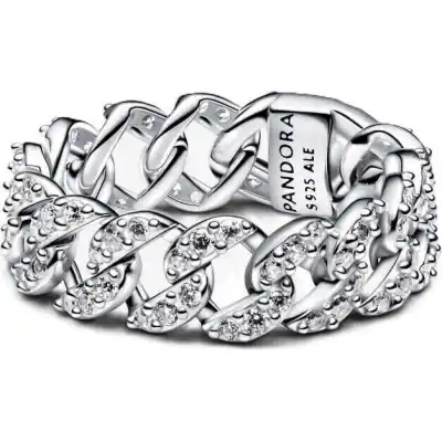Pandora Jewelry Pave Cuban Chain Ring (193557C01-56) Women JEWELRY