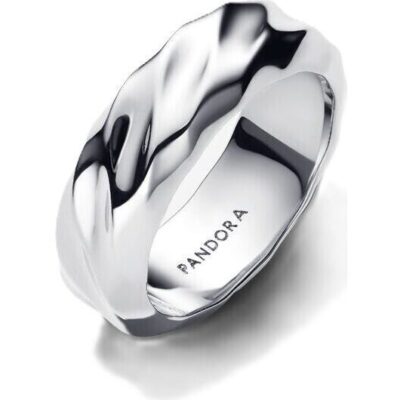 Pandora Jewelry Ribbled Wide Band Ring (193886C00-52) Women JEWELRY