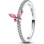 Pandora Jewelry Sparkling Pink Butterfly Ring (194269C02-58) Women JEWELRY