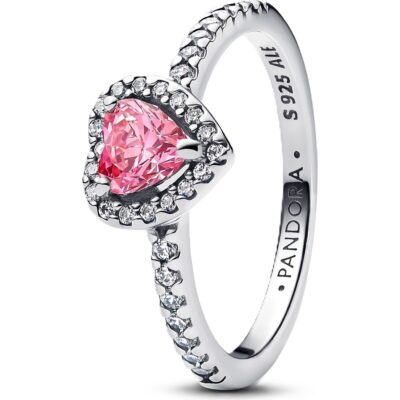 Pandora Jewelry Elevated Pink Heart Ring (198421C03-54) Women JEWELRY