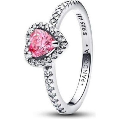 Pandora Jewelry Elevated Pink Heart Ring (198421C03-56) Women JEWELRY