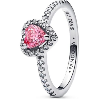 Pandora Jewelry Elevated Pink Heart Ring (198421C03-58) Women JEWELRY