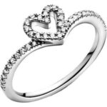 Pandora Jewelry Sparkling Wishbone Heart Ring (199302C01-54) Women JEWELRY
