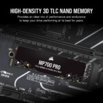 Corsair MP700 PRO 4TB M.2 NVMe PCIe Gen. 5 x4 SSD (no heatsink); Read Up To 12 400MB/s; Write up to 11 800MB/s (CSSD-F4000GBMP700PNH)