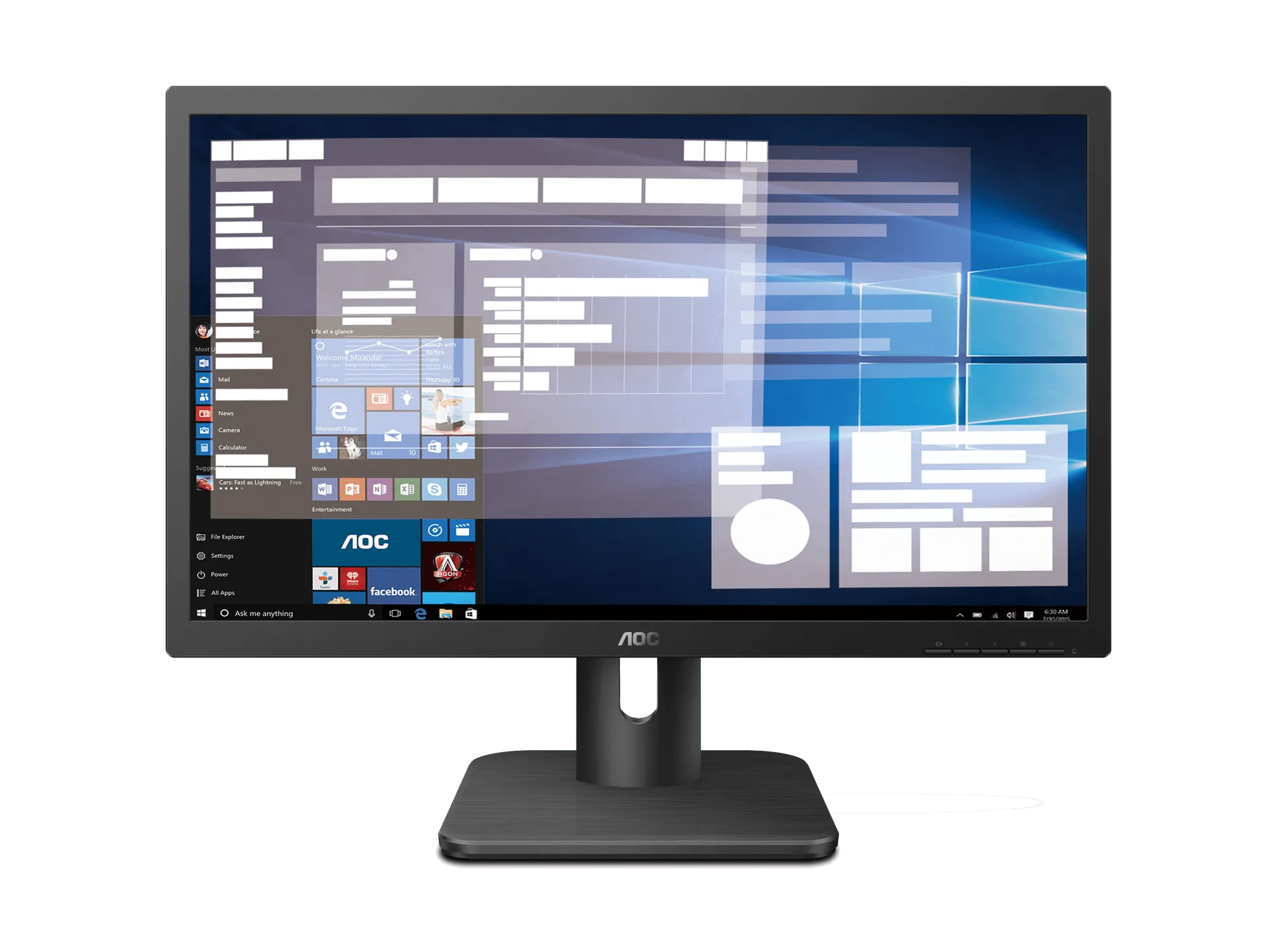 AOC 20E1H Monitor|19.5 inch|TN HD+ 1600x900|HDMI|VGA|VESA|Flicker Free|Low Blue Mode|Internal Power Supply|4YR Warranty - Image 2