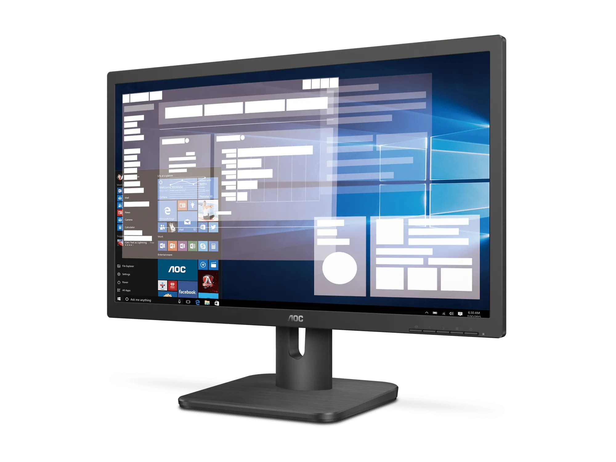 AOC 20E1H Monitor|19.5 inch|TN HD+ 1600x900|HDMI|VGA|VESA|Flicker Free|Low Blue Mode|Internal Power Supply|4YR Warranty - Image 3