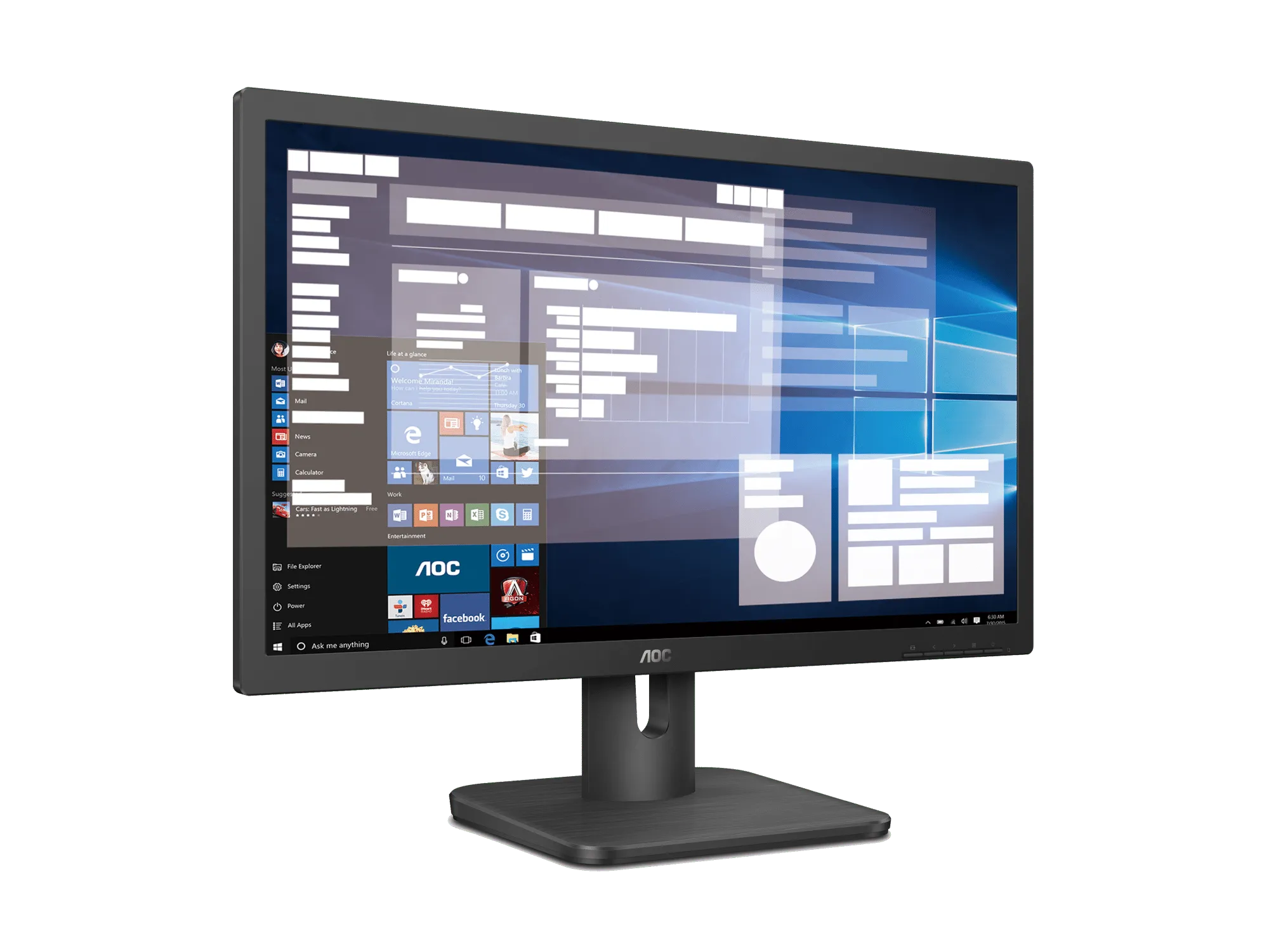 AOC 20E1H Monitor|19.5 inch|TN HD+ 1600x900|HDMI|VGA|VESA|Flicker Free|Low Blue Mode|Internal Power Supply|4YR Warranty - Image 4