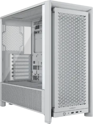 Corsair FRAME 4000D White Mid-Tower PC Case; 2x 3.5'' |  2x 2.5'' Drive Bays; Up to 360mm Radiator compatible; No Fans (CC-9011291-WW)