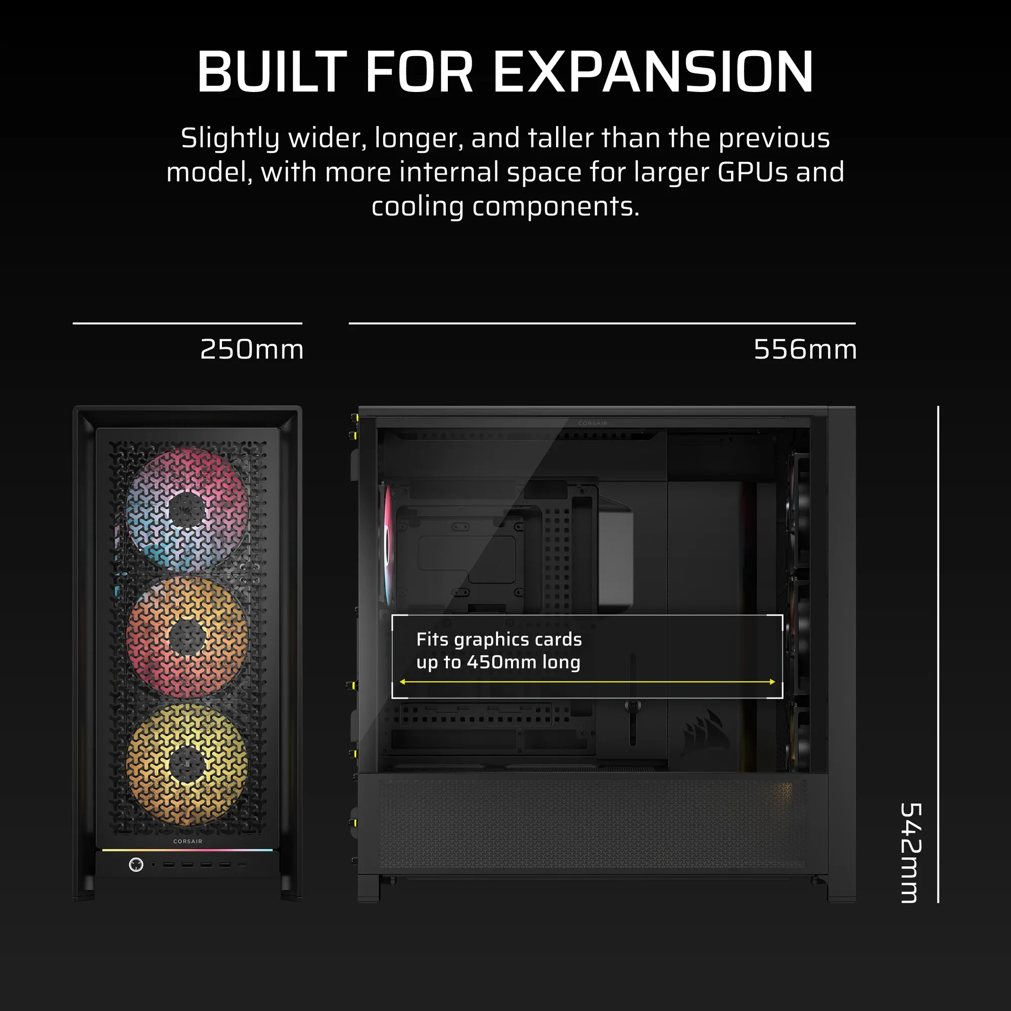 FRAME 5000D RS ARGB Mid-Tower PC Case; 4x RS140 ARGB Fans; 2x 2.5'' ; 1x 3.5'' ; Black.