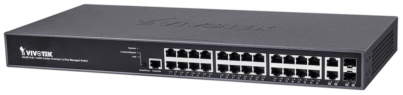 VIVOTEK Managed 24x GE PoE; 2x Combo SFP Switch; 370W