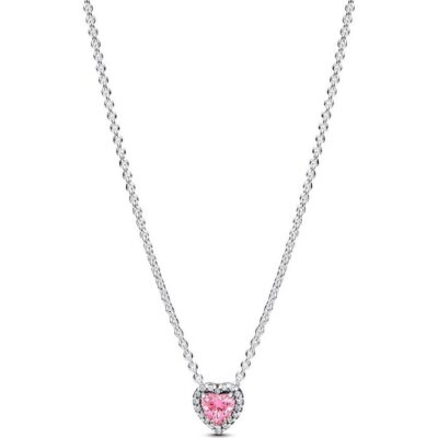 Pandora Jewelry Timeless Pink Elevated Heart Necklace (398425C02-45) Women JEWELRY