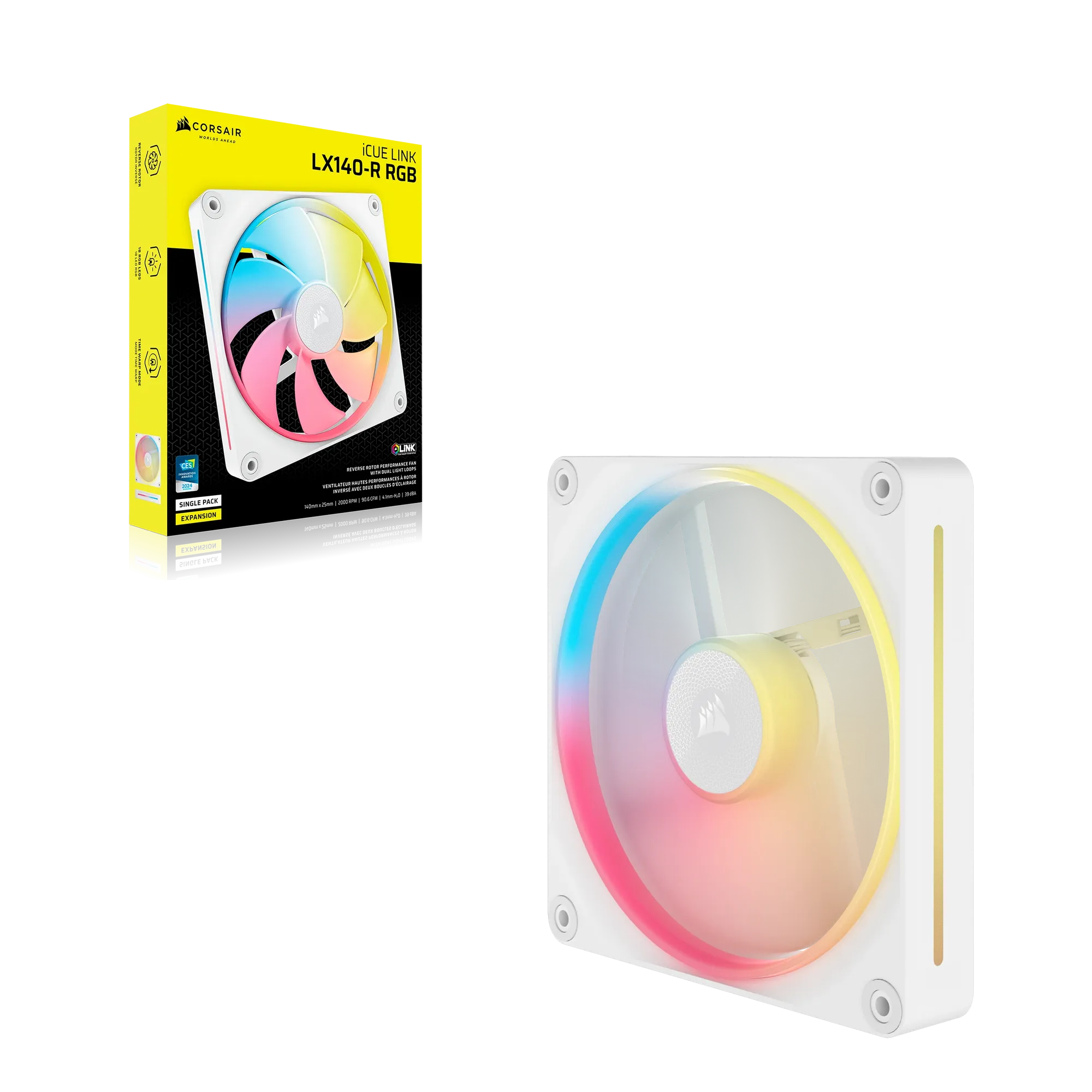 CORSAIR LX-R RGB Series; iCUE LINK LX140-R RGB White; 140mm RGB Fan; Single Fan. - Image 4