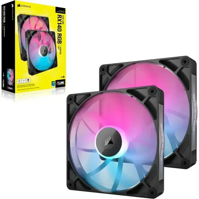 Corsair RX Series; iCUE LINK RX140; 140mm Fan; Dual Pack.
