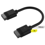 CorsairiCUE LINK Cable; 2x 100mm with Straight connectors; Black