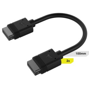 CorsairiCUE LINK Cable; 2x 100mm with Straight connectors; Black