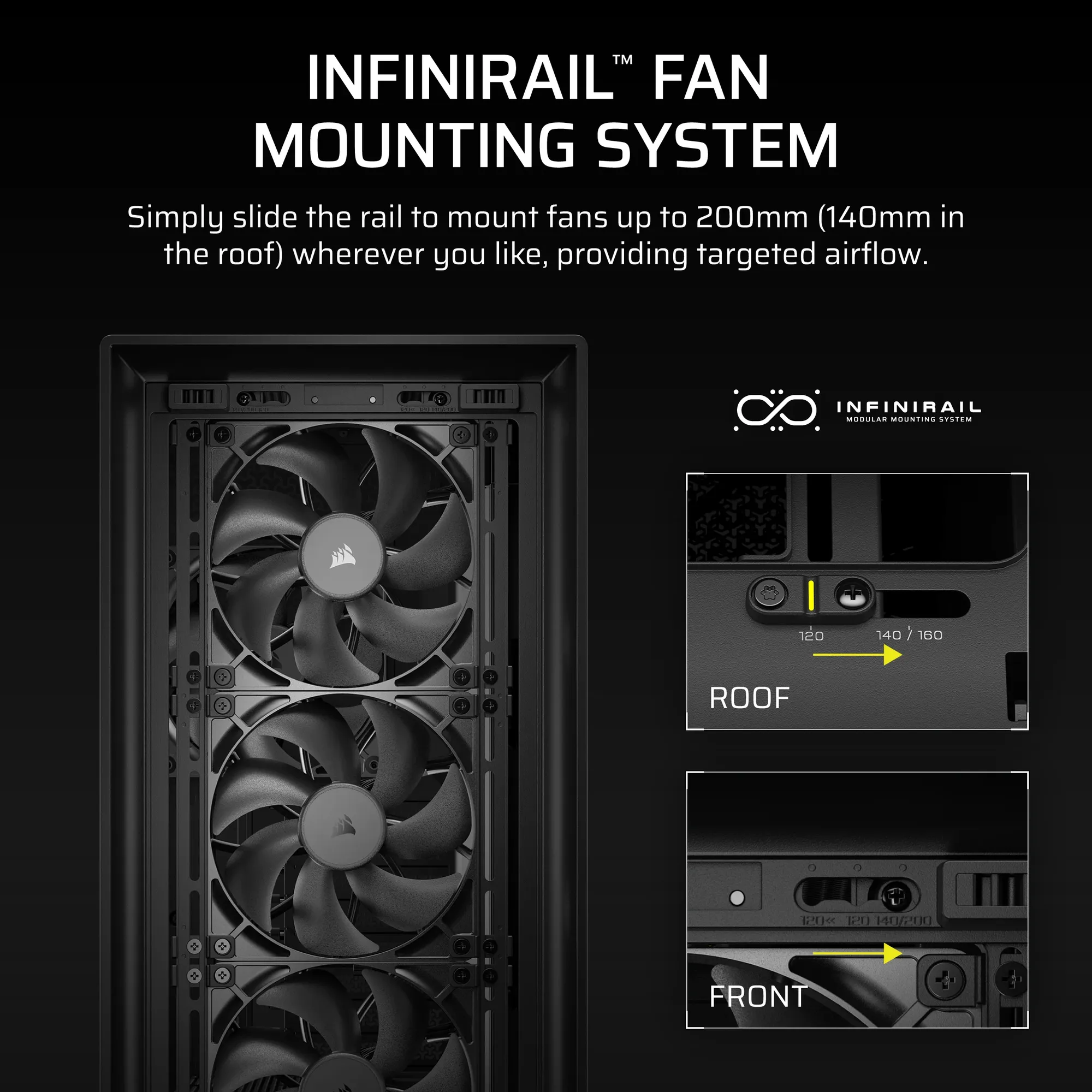 FRAME 5000D RS Mid-Tower PC Case; 4x RS 140 PWM Fans; 2x 2.5'' ; 1x 3.5''; Black. - Image 3