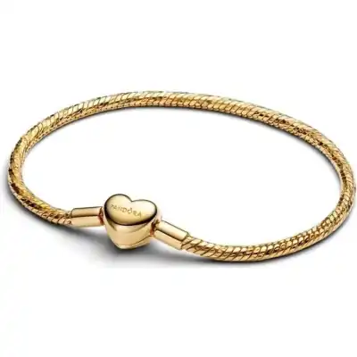 Pandora Jewelry Heart Clasp Faceted Snake Chain Bracelet (564236C00-19) Women JEWELRY