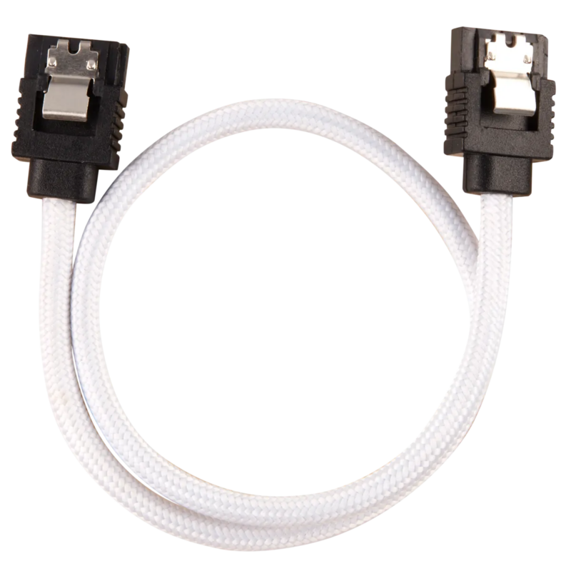 Corsair Premium Sleeved SATA Data Cable Set with Straight Connectors; White; 30cm