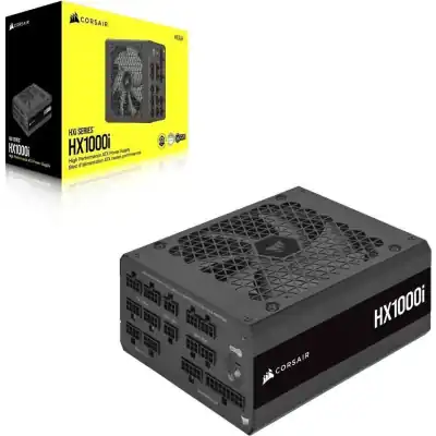 Corsair HX1000i — 1000 Watt 80 PLUS® Platinum; 10yr Warranty;ATX(1);EPS (3);PCI-E (4);4-Pin Peripheral (8);SATA (8);12VHPWR (1)
