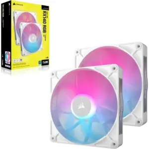 Corsair RX Series; iCUE LINK RX140; 140mm Fan; Dual Pack - White.