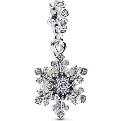 Pandora Jewelry Opalescent Snowflake Double Dangle Charm (794142C01) Women JEWELRY