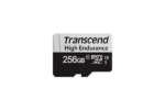 TRANSCEND 350V 256GB HIGH ENDURANCE MICRO SD UHS-I  U3 CLASS10 - READ 100 MB/S - WRITE 45MB/S - WITH SD ADPTOR
