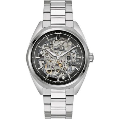 Bulova Classic Surveyor Stainless Steel Silver Skeleton Dial Automatic 96a293 Men's Watch