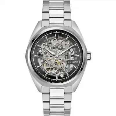 Bulova Classic Surveyor Stainless Steel Silver Skeleton Dial Automatic 96A293 Men's Watch