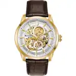 Bulova Classic Sutton Skeleton White Dial Leather Strap Automatic 97A138 Men's Watch