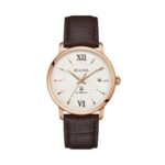 Bulova Hudson Leather Strap Silver Dial Automatic 97B225 Men's Watch