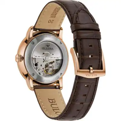 Bulova Hudson Leather Strap Silver Dial Automatic 97B225 Men’s Watch - 97B225