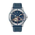 Bulova Marine Star Open Heart Blue Dial Automatic Diver's 98A282 200M Men's Watch