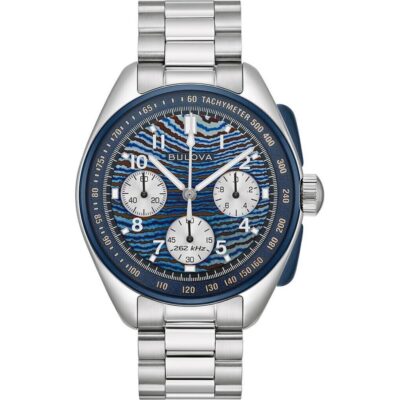 Bulova Lunar Pilot Timascus Chronograph 150th Anniversary Limited Edition Blue Dial Quartz 98A329 Men's Watch