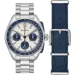 Bulova Lunar Pilot Archive Series Special Edition Chronograph Silver Dial Quartz 98K112 Men's Watch With Extra Strap