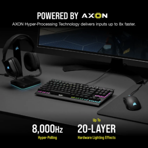Corsair K70 RGB TKL Optical-Mechanical Gaming Keyboard; Backlit RGB LED; CORSAIR OPX Keyswitches; Black (CH-911901A-NA)