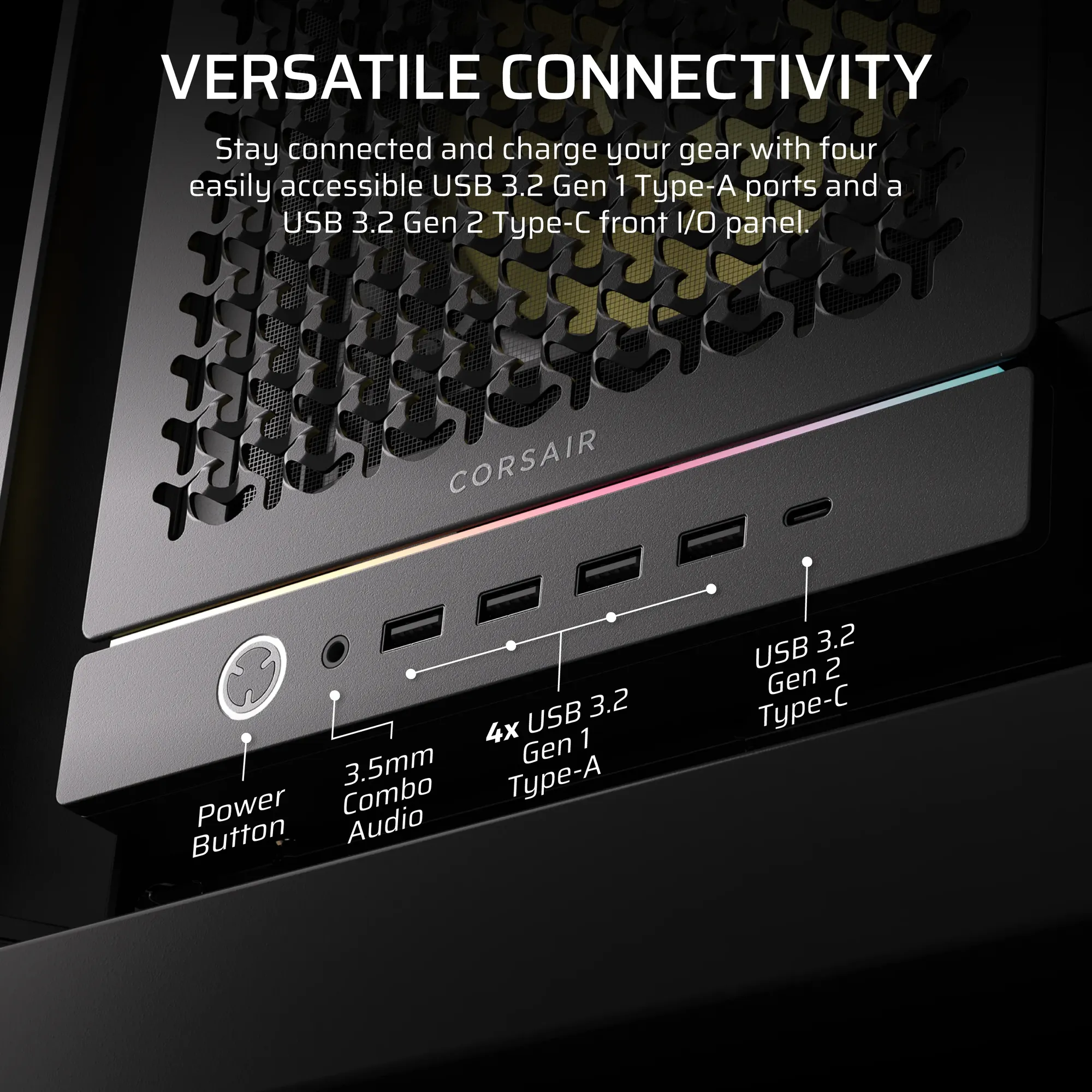 FRAME 5000D RS ARGB Mid-Tower PC Case; 4x RS140 ARGB Fans; 2x 2.5'' ; 1x 3.5'' ; Black. - Image 6