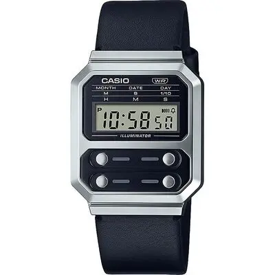 Casio Vintage Edgy Collection Leather - Black (A100WEL-1AEF) Unisex WATCHES