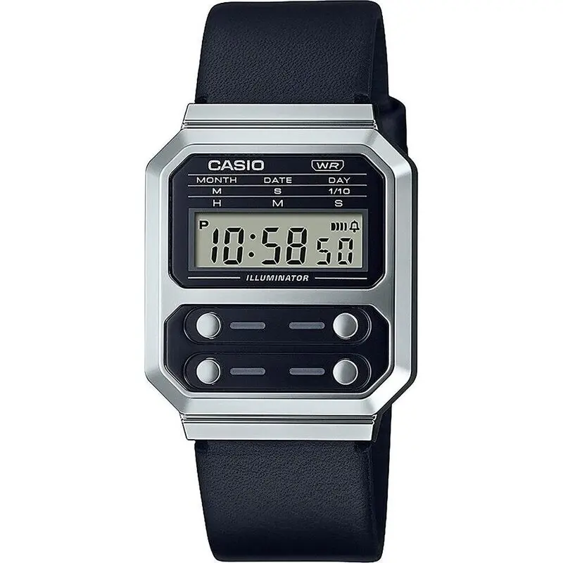 Casio Vintage Edgy Collection Leather - Black (A100WEL-1AEF) Unisex WATCHES